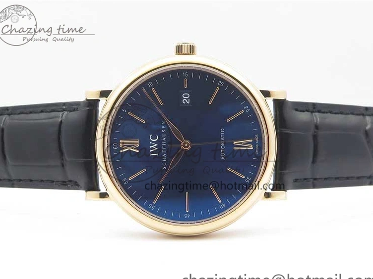 MIROTIME 0203 MoistureWicking Portofino Automatic RG IW356522 FKF 1:1 Best Edition Blue Dial on Black Croco Strap A 7109